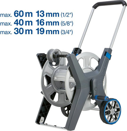 LUX-TOOLS Schlauchwagen Professional aus Metall mit verstellbarer Griffhöhe und einklappbarer Kurbel