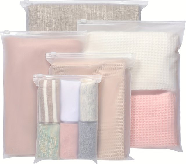 10er-Pack Reise-Aufbewahrungsbeutel für Kleidung und Handtücher aus mattiertem Kunststoff mit Druckverschluss - Bild 1