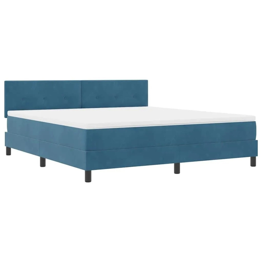 vidaXL LED Boxspringbett mit Matratze Dunkelblau Samt, B/T: 180 x 200 cm - Bild 2