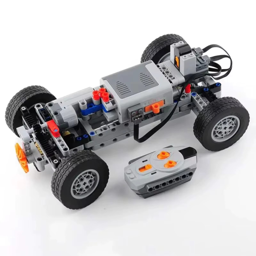 wishiot 4WD Technisches Auto-Chassis-Steine-Set, mit IR-Fernbedienung, M-Servomotor, AA-Batteriekasten - Bild 2