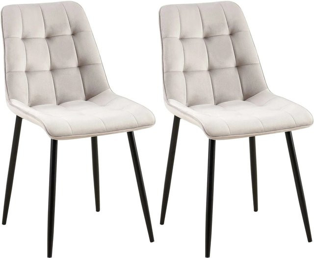 2er Set Esszimmerstühle DELUKE DARID aus Samt in Grau, B/T/H: 47 x 61 x 89 cm - Bild 1