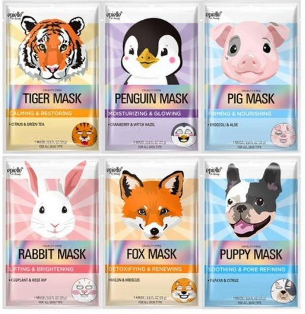 Epielle Tuchmasken, 6er Pack, Hyaluronsäure, Niacinamid, Kollagen, 23g - Bild 1