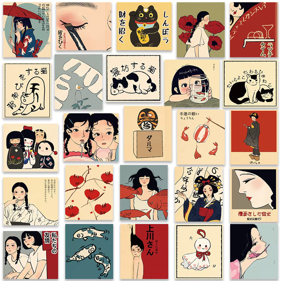 Rspctou Cartoon Frühlings-Tag Japanischer Stil Aufkleber, Mädchen, 10-teiliges Set - Bild 4