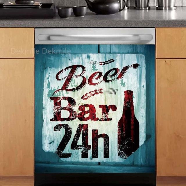 Sticker House 3D-Retro-Bier Wandaufkleber für Kühlschrank und Geschirrspüler, Mehrfarbig, Breite: 45 cm, Höhe: 82 cm - Bild 1