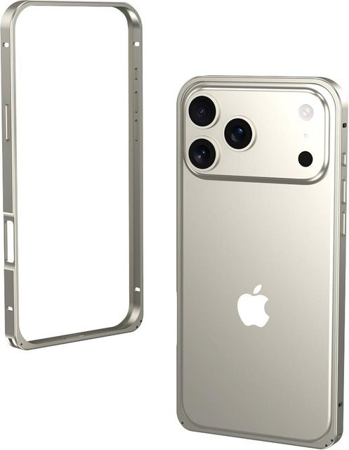 Stoßfeste Metall-Schutzhülle mit Legierungsrahmen für Apple iPhone 15 Pro Max, 14, 13, 12 in Silber - Bild 1