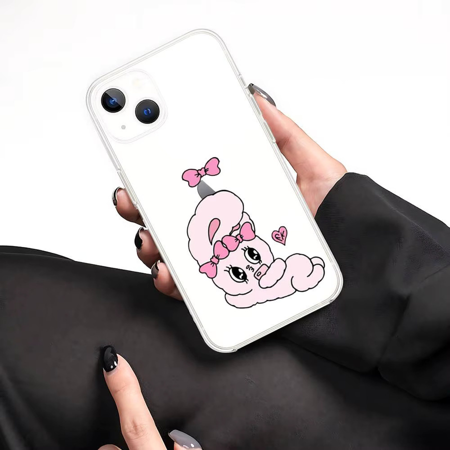 Rosa Esther Bunny Handyhülle für Apple iPhone in Transparent und Pink, stoßfeste weiche Schutzhülle - Bild 4