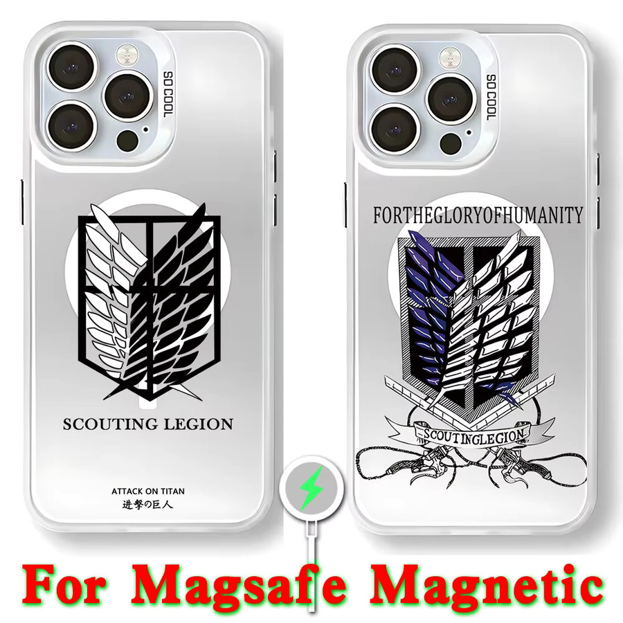 Anime Angriff auf Titan MagSafe magnetische Handyhülle für iPhone 11 12 13 14 15 16 Pro Max Plus mit kreativem Rand und Objektivschutz - Bild 3