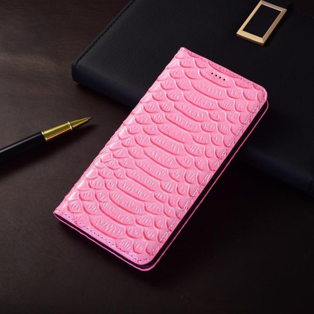 PHOPEER Echtes Leder Handyhülle für Samsung Galaxy S25 S24 S23 S22 S21 S20 Ultra Plus FE Flip in Pink - Bild 1