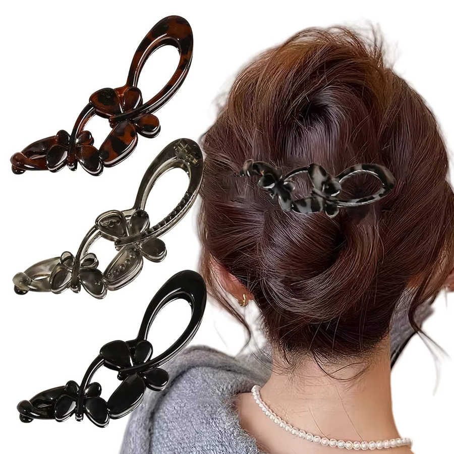 FORWOT Haarspange Schmetterlingsform, Leoparden-Bananen-Motiv, Damen - Bild 6