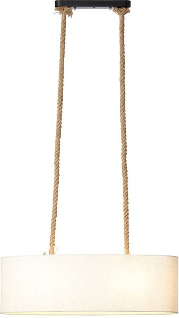 Brilliant Pendelleuchte Sailor 2-flammig Weiß-Natur B/H/T: 70,5 x 120 x 20 cm mit E27 Textilschirm - Bild 1