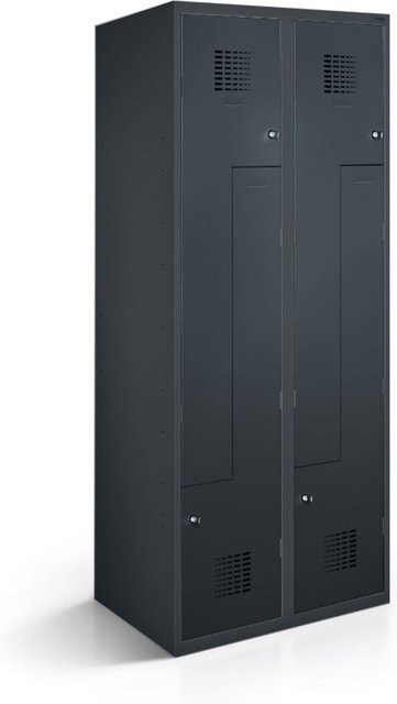 rotstahl Z-Spind mit 4 Türen in Anthrazit, B/T/H: 80 x 50 x 180 cm - Bild 1
