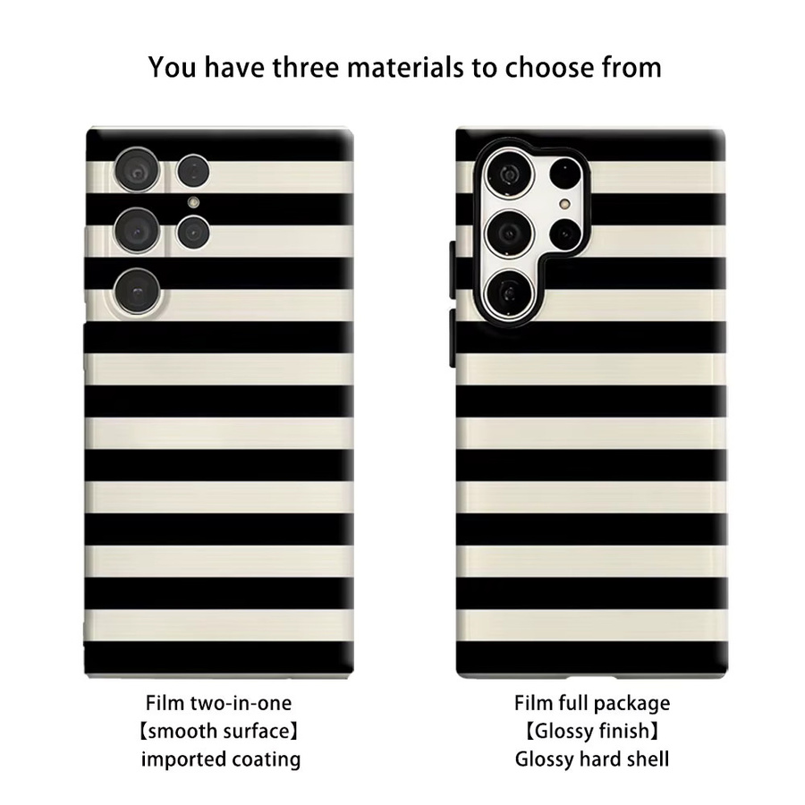 Aurbe Handyhülle für Samsung Galaxy S26 S25 S24 S23 Ultra Plus mit vertikalen Streifen in Schwarz und Weiß - Bild 1