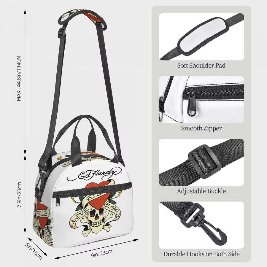 Ed Hardy Love Kills Slowly Isolierte Lunchtasche für Damen in Weiß - Bild 2
