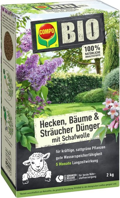 Compo Bio Gehölz Langzeit-Dünger mit Schafwolle für Sträucher, Koniferen und Hecken, 2 kg - Bild 1