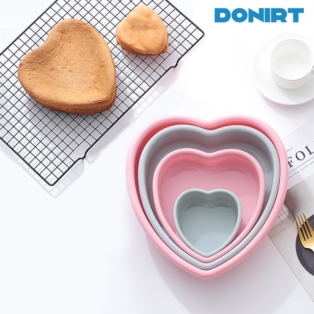 Donirt Herzform Muffin-Backform aus Silikon in Pink, Antihaft-Cupcake-Form für Muffins und Kuchen - Bild 1