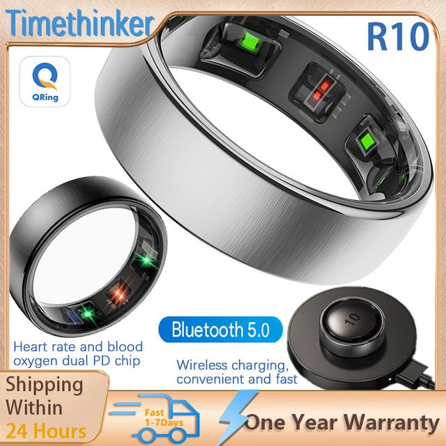 Timethinker R10 Smart Ring in Schwarz als wasserdichter Gesundheitsmonitor für Männer und Frauen mit Schlaf-Tracking und Multi-Sportmodi via QRing App - Bild 1