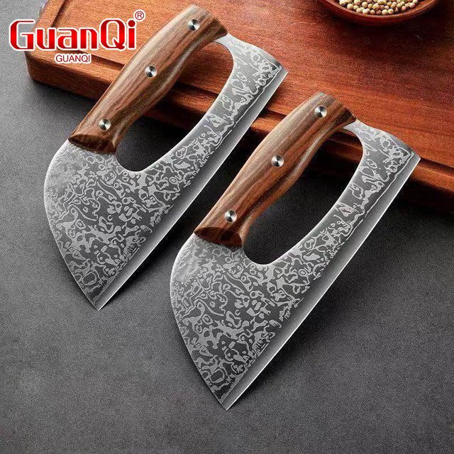 GuanQi Hackmesser aus geschmiedetem Edelstahl in Silber mit Holzgriff - Bild 1