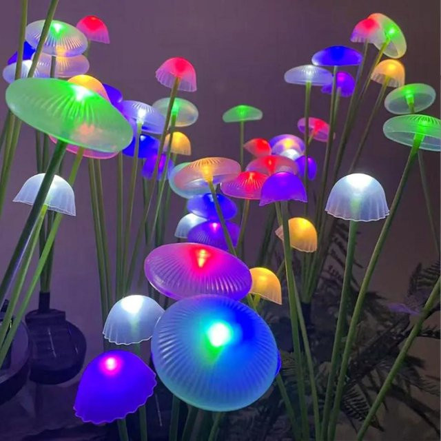 YWZT BEIMT Factory Solar Quallen Schwinglichter mit 10 LED, Wasserdichte RGB Gartenleuchten für Terrasse und Rasen, Multicolor - Bild 1