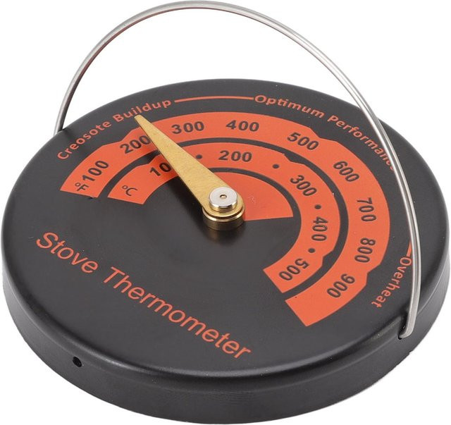 Magnetisches Bimetall-Herdthermometer von GoolRC in Rot und Schwarz mit großem Skalenbereich für den Heimkamin - Bild 1
