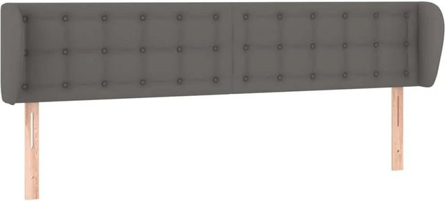 vidaXL Kopfteil mit Ohren in Grau aus Kunstleder, B/T/H: 203 x 23 x 78/88 cm - Bild 1