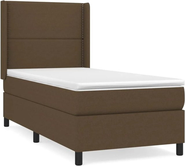 vidaXL Boxspringbett mit Matratze in Braun aus Stoff, Hybrid-Design mit Taschenfederkern, B/T/H: 90 x 200 x 118 cm - Bild 1