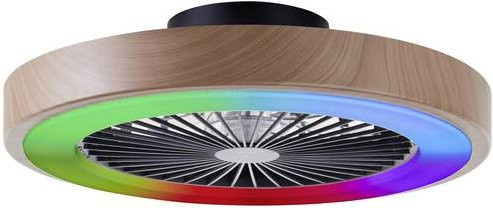 Brilliant G60060/09 Slimline LED-Deckenleuchte mit Ventilator und Fernbedienung, Schwarz und Holzoptik, 40W - Bild 1