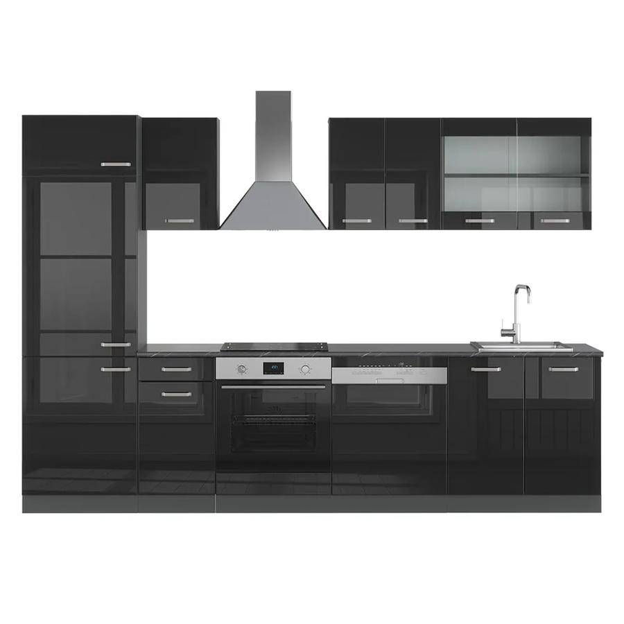 Vicco R-Line Küchenzeile Schwarz Hochglanz Anthrazit B/T/H: 300 x 60 x 207 cm - Bild 2