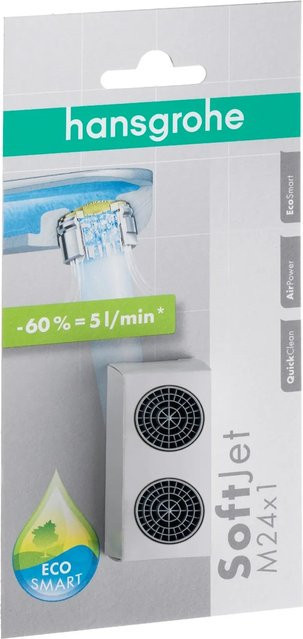Hansgrohe SoftJet Luftsprudler Set in Silber mit M24x1 Anschluss und Durchflussbegrenzer 5,0 l/min - Bild 1