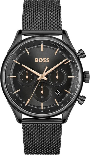 Hugo Boss Chronograph, Herrenuhr, Edelstahl, Schwarz, 45 mm, Quarz - Bild 1