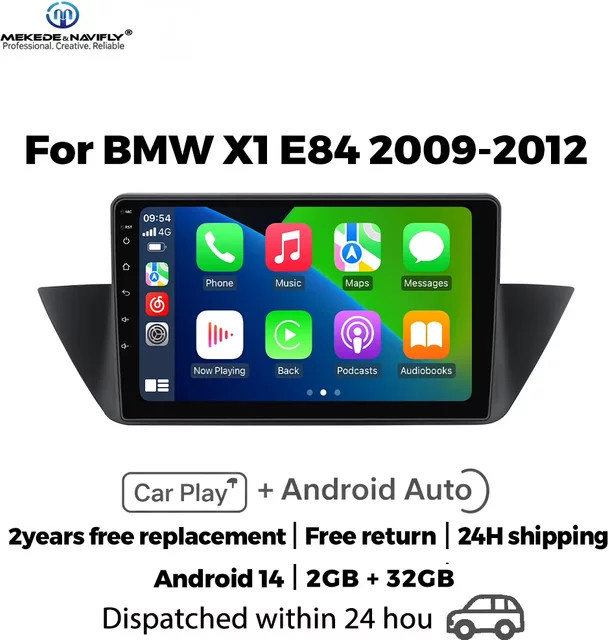 NAVIFANS IPS Touchscreen 10-Zoll Autoradio für BMW X1 E84 2009-2012 mit kabellosem Carplay, Android Auto, GPS und Bluetooth in Schwarz - Bild 1