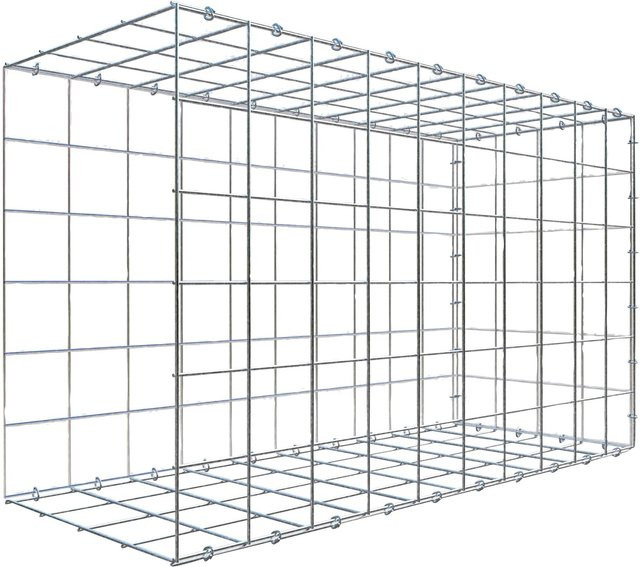 Gabiona C-Ring Anbaukorb Typ 2 in Silbergrau, Maschenweite 10 x 10 cm, B/T/H: 60 x 100 x 40 cm - Bild 1