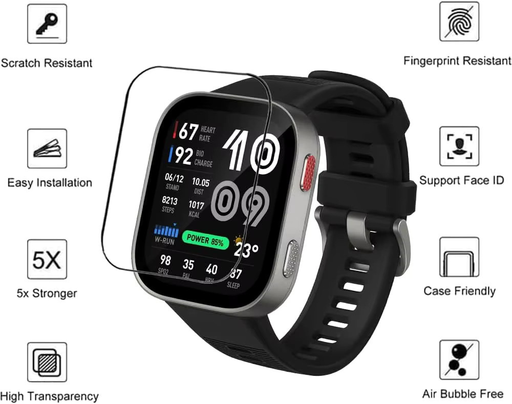 Displayschutz Glas für Amazfit Bip Max, transparent - Bild 4