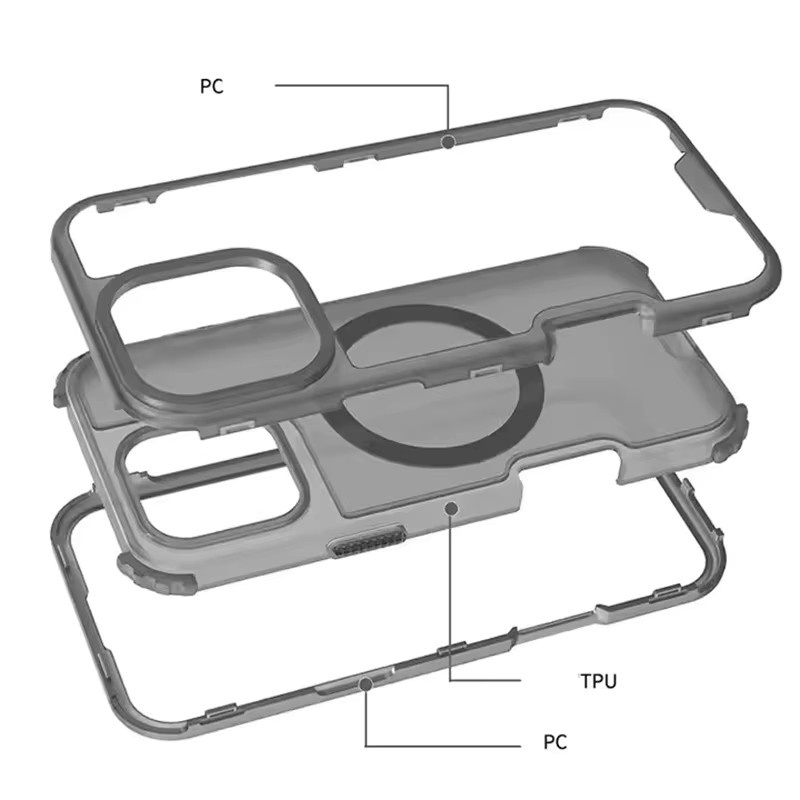 NMEGOU 3-in-1 Magnetische Robuste Rüstungshülle für MagSafe iPhone Air 17 16 15 14 13 12 Pro Max Plus in Purple - Bild 1