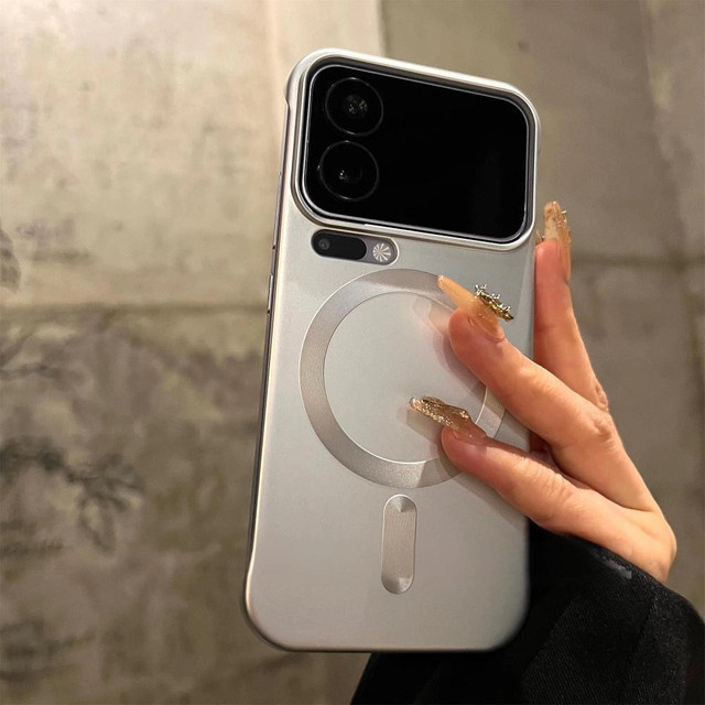 Matte MagSafe magnetische Handyhülle für Xiaomi 14 Pro Max, 15, 15S und 17 in Silver, Rahmenlose Ultra Slim PC Hard Armor Hülle mit Wireless Charging Unterstützung - Bild 1