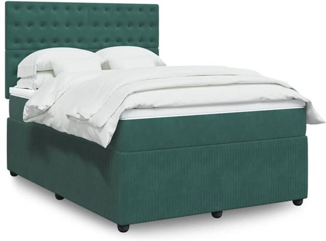 vidaxl Boxspringbett mit Matratze aus Samt in Grün, B/T/H: 160 x 200 x 150,5 cm - Bild 1