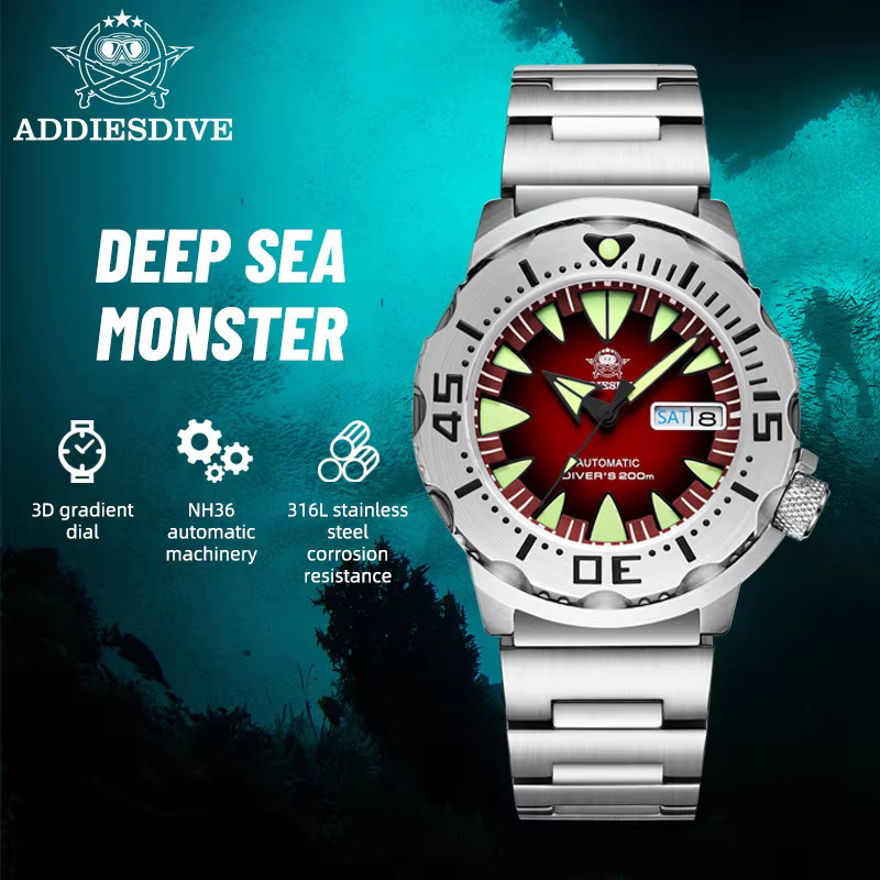 ADDIESDIVE Armbanduhr, Automatik, Edelstahl, Blau, Saphirglas, Herren - Bild 4