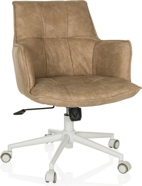 hjh LIVING Home Office Bürostuhl SOLAO LIFE W in Beige mit Armlehnen und Stoffbezug im Vintage-Design - Bild 1