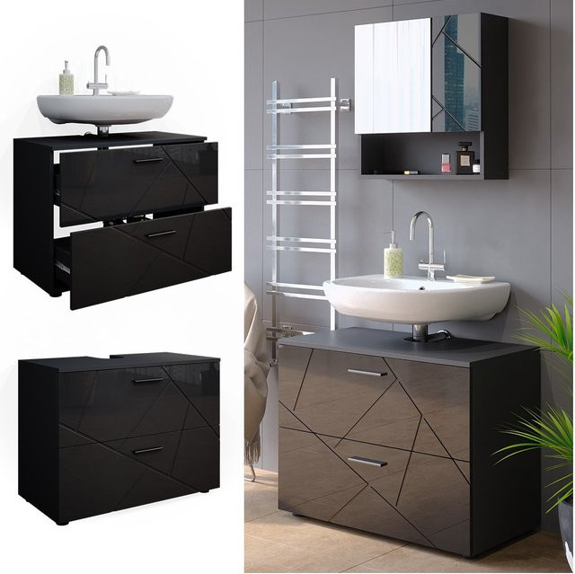 Vicco Waschtischunterschrank Irma Anthrazit Hochglanz Breite: 80 cm - Bild 1