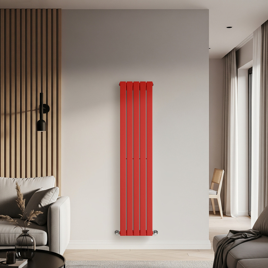 Einlagiger Design-Heizkörper Vertikal von Delta in Siamese Red, Höhe: 160 cm, Breite: 35 cm - Bild 1