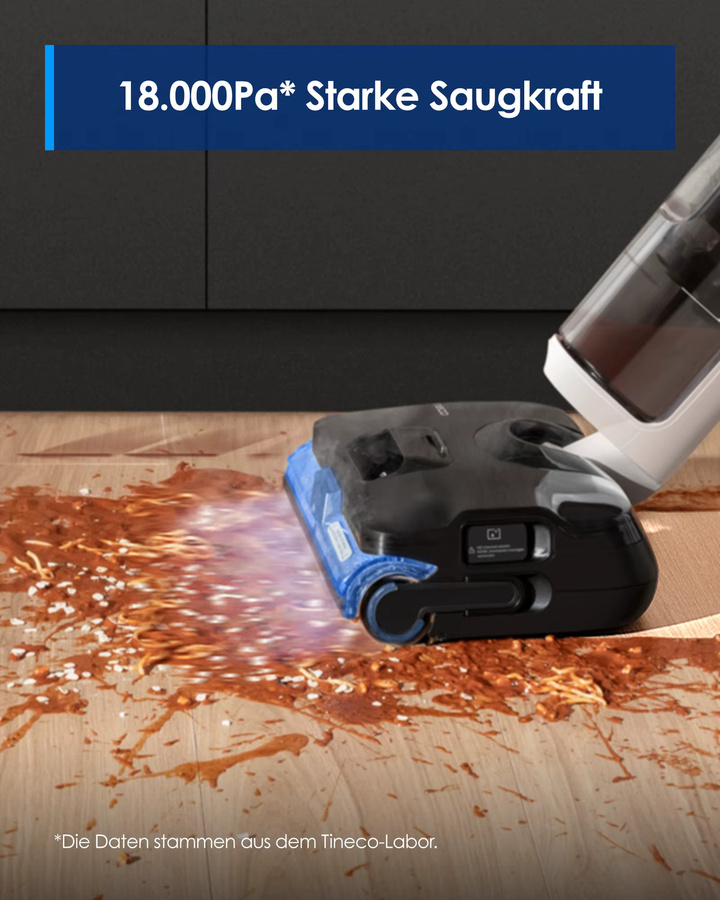 Tineco FLOOR ONE S6 Stretch Steam Nass Trockensauger in Weiß mit 160 °C BoostSteam, Anti-Verwicklungs-Design und FlashDry Selbstreinigung - Bild 4