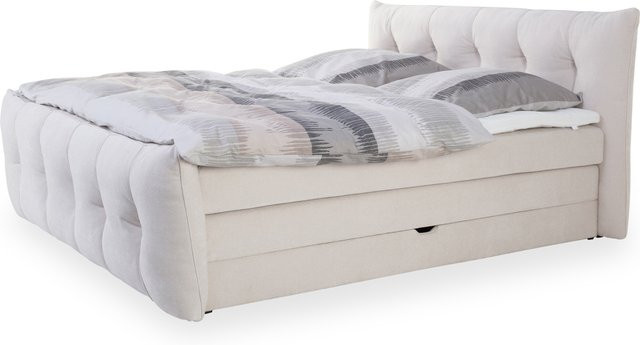 Boxspringbett HARPER WARTA in Beige mit Stoffbezug und Hybrid-Federkern sowie Lift-Funktion, B/T: 180 x 200 cm - Bild 1