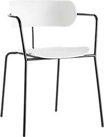 4er Set Stapelbare Bistro Stühle von Paperflow in Weiß aus Stahlrohr und Polypropylen, B: 53,5 cm, T: 54,5 cm, H: 76 cm - Bild 1