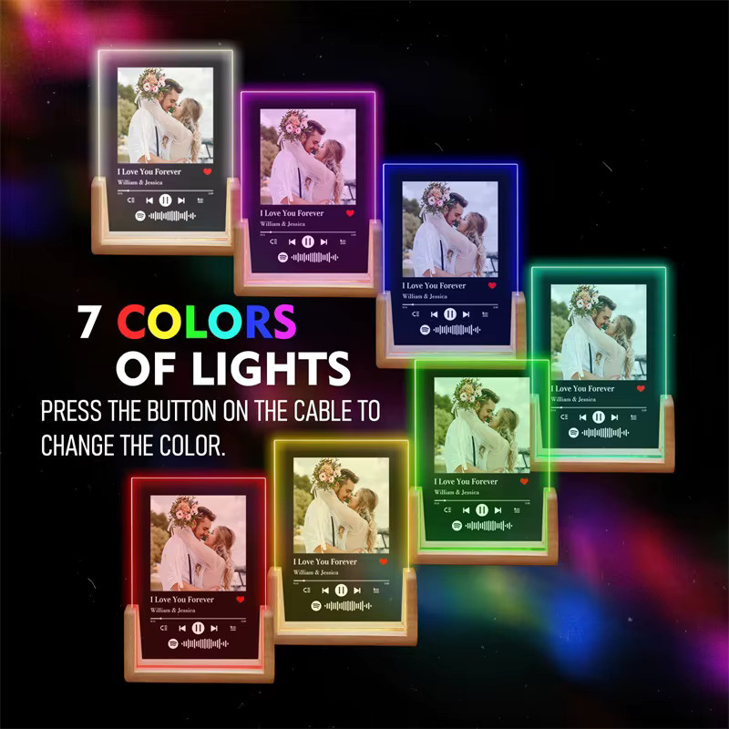 Personalisierter Spotify Fotorahmen von QKX als Acrylplakette mit LED-Nachtlicht für dein individuelles Geschenk als Paar - Bild 6