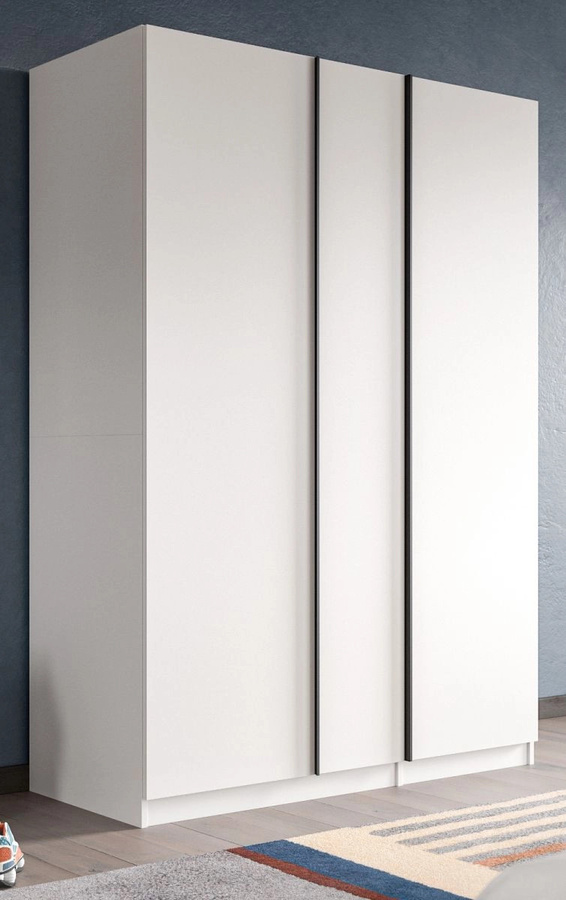 3-türiger Kleiderschrank Girona in Weiß, modern mit Kleiderstange, B/H: 130 x 183 cm - Bild 1