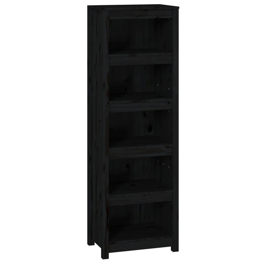 vidaXL Bücherregal aus Massivholz Kiefer in Schwarz, modern und wandmontierbar, B/T/H: 50 x 35 x 154 cm - Bild 2