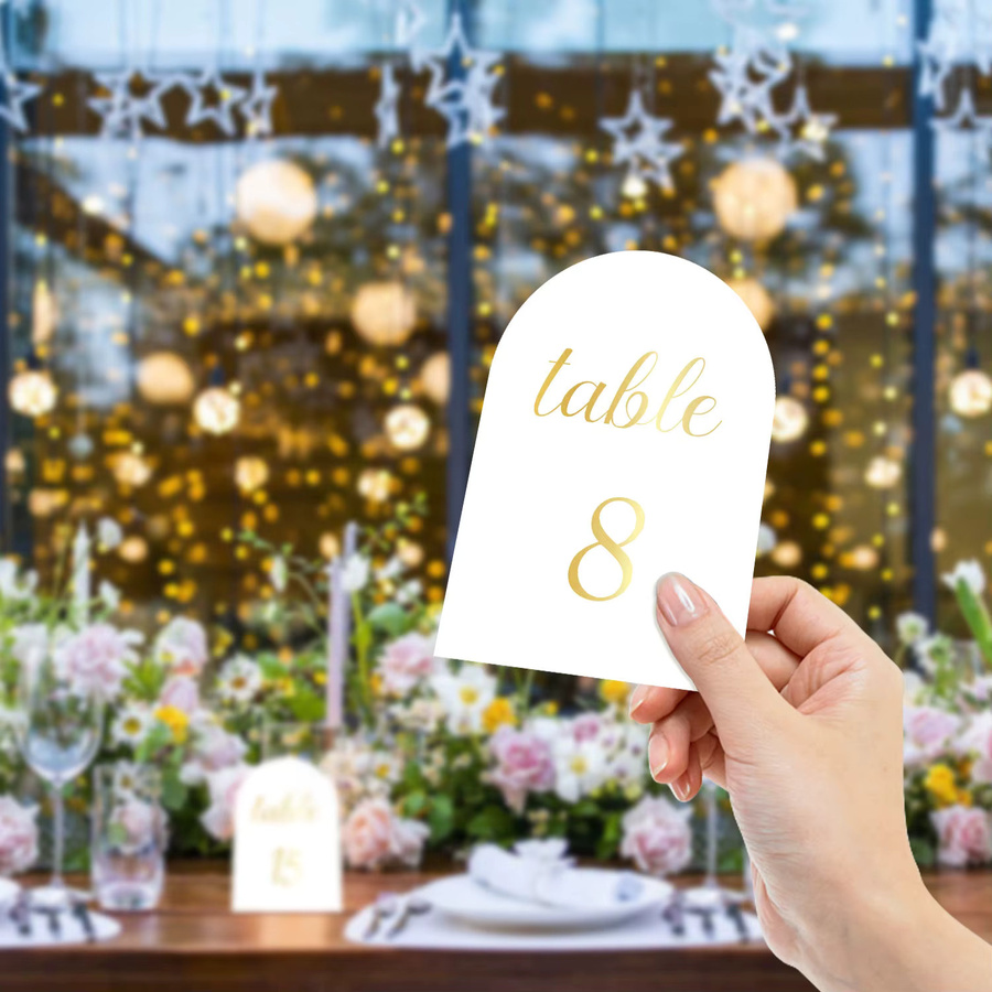 30 Stück Hochwertige Hochzeitskarten mit Sitzplatznummern in Weiß und Goldprägung - Bild 2
