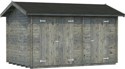 Palmako Jari Gartenhaus aus Fichtenholz in Grau mit Satteldach und Blockbohlenbauweise B/H/T: 410 x 235 x 240 cm - Bild 3