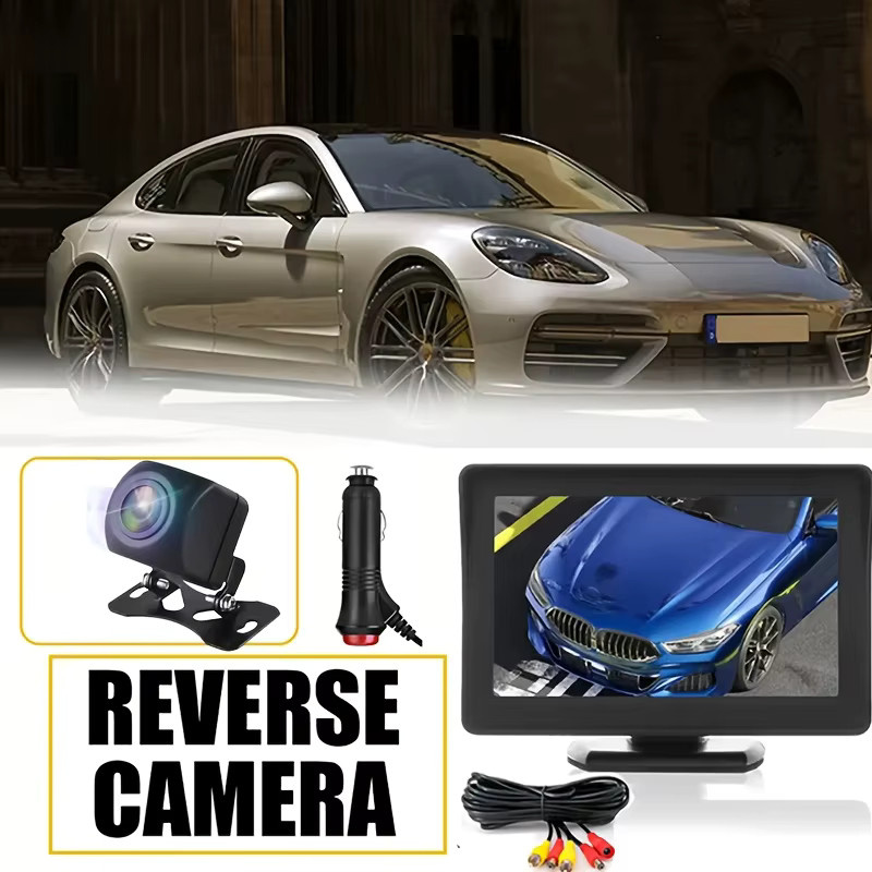 Bileeko HD-Monitor-Rückfahrkamera-Set in Schwarz mit 10,92 cm Display und Nummernschild-Rückfahrkamera - Bild 3
