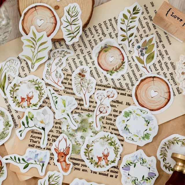 46 Stück Tieraufkleber Set mit Waldmotiven wie Reh in Mehrfarbig für Scrapbooking und Schulbedarf - Bild 1