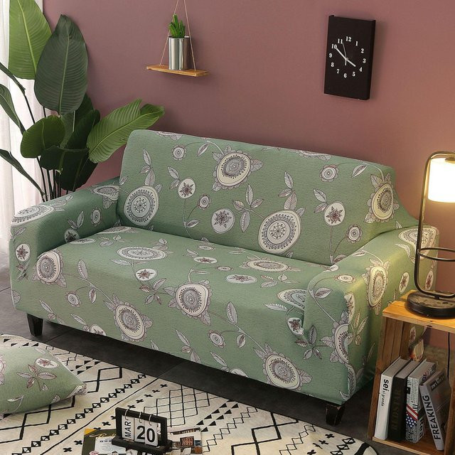 BC-Warm Home Stretch Sofabezug mit floralem Design in Grün, waschbarer All-Inclusive Sofa Überwurf für 145-180 cm - Bild 1